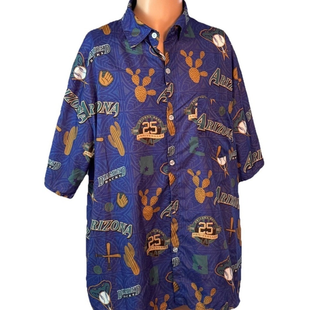 Arizona Diamondbacks Hawaiian Shirt Mens XL 25th Anniversary Short Sleeve